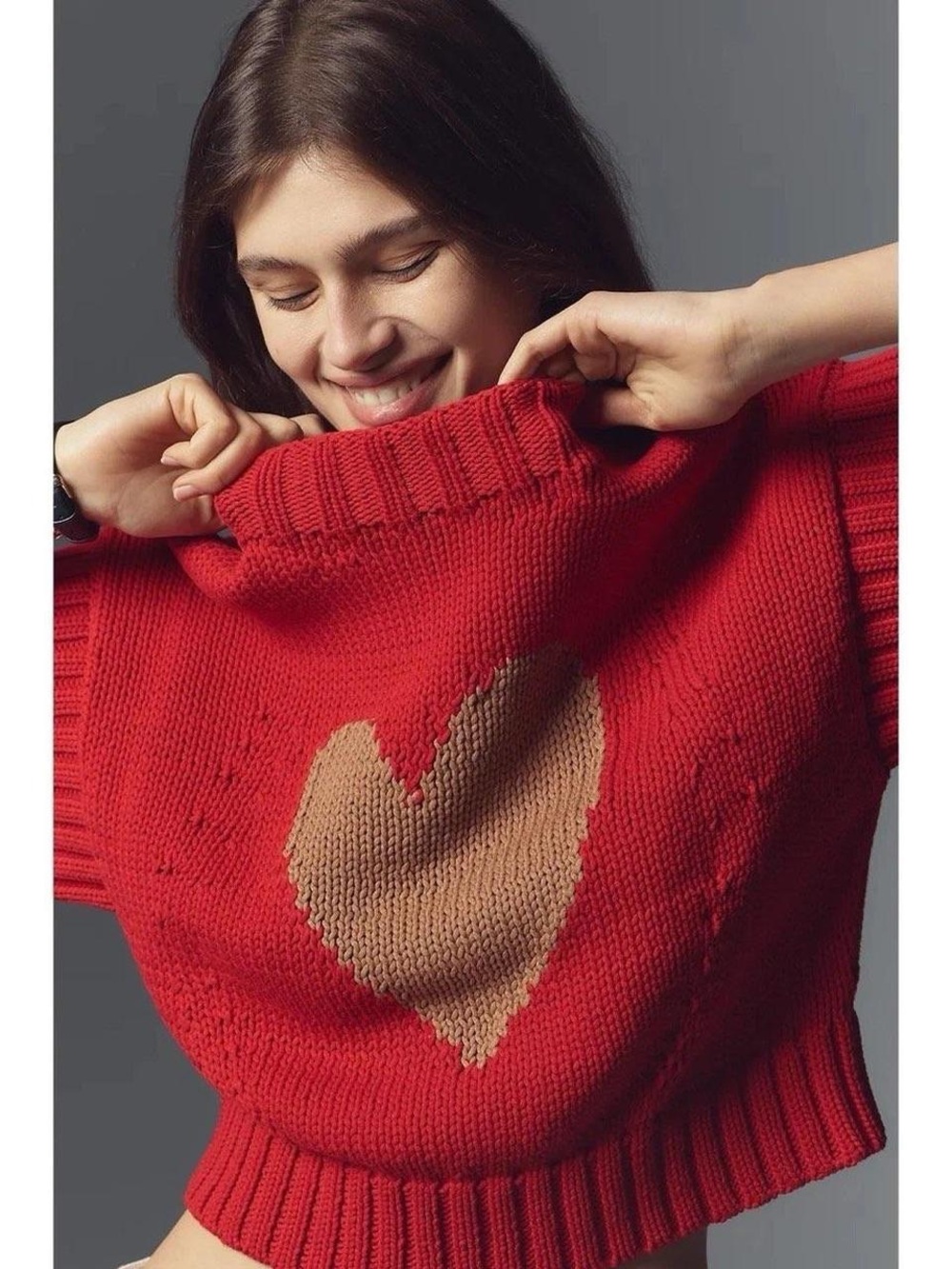 Anthropologie Red Heart Knit Sweater - Women